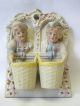 Antique Wall Mount Porcelain Lady & Gentelmen Match Holder Figurines photo 2