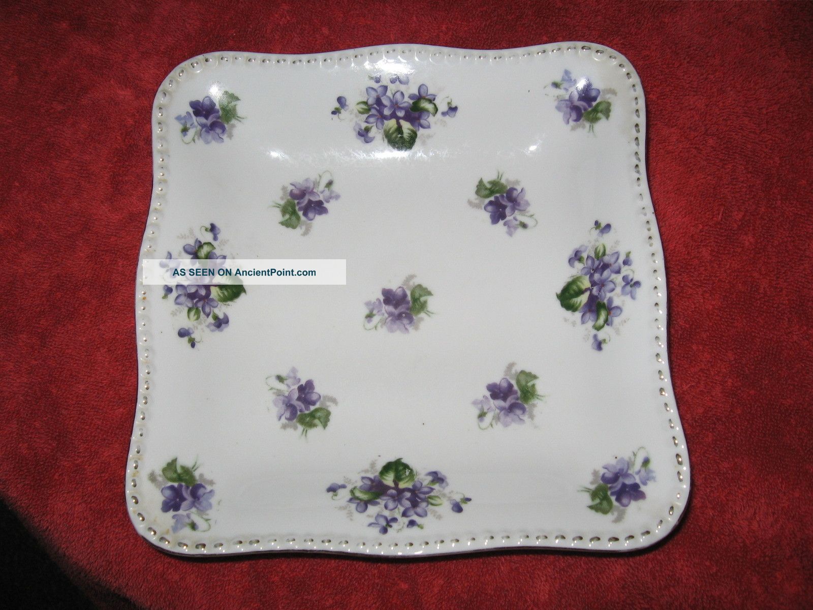 Antique White Porcelain Purple Violet Floral Dish Other photo
