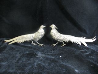 Rare Pair Of Italian Silverplate Figural Bird Statues photo