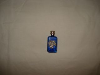 Vintage Miniature Blue Glass Perfume Bottle photo