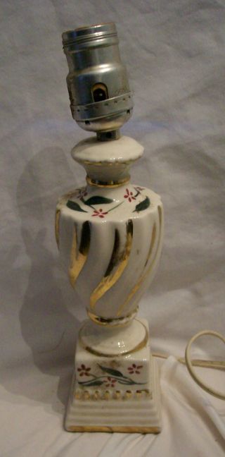 Vintage Boudoir Lamp; Ceramic; Carat Gold W/handpainted Accents; Christmas Like photo