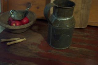 Early Old Primitive Tin Milk Jug Rare Antique Hand Made Shaker Tin Country Farm photo