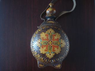 Antique 19c Bulgarian Folk Hand Made Wood Wine Flask Pitcher Jug Baklica photo