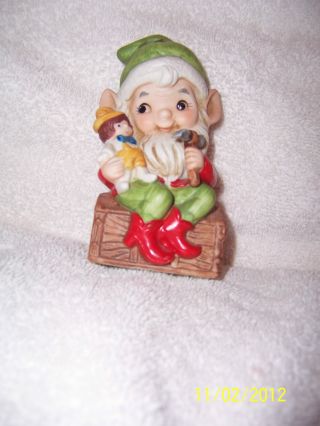 Vintage Decorative Ceramic Elf Toy Maker Christmas Ornament photo