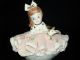 Muller Volkstedt Irish Dresden Lace Little Girl With Bunny 