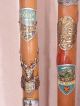 4 Antique Walking Canes Black Forest Stick 38 Badges Stick German Old Can Wood Other photo 8
