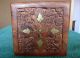 Vintage Hand Carved Wood Box With Brass Inlay Boxes photo 4