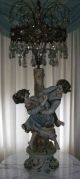 Vintage Capodimonte Figurine Lamps (3) Boy & Girl Dancing Italy Over 300 Crystals Lamps photo 9