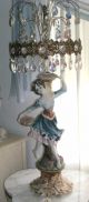 Vintage Capodimonte Figurine Lamps (3) Boy & Girl Dancing Italy Over 300 Crystals Lamps photo 3