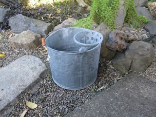 Vintage Galvanized Old Time Cone Funnel Wash Mop Bucket Garden Art photo