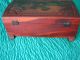 Antique/vintage Jewelry/treasure Wood Box W/cotswolds Art On Top 10.  5 