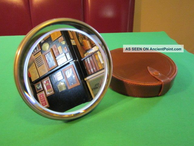 Antique English Military Campaign / Travelling Leather Cased Beveled Mirror Mirrors photo