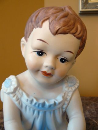 Adorable Vintage Piano Baby (boy) Porcelain.  Large Size.  German Made? photo