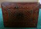Vintage Hand Carved Wood Box With Brass Inlay Boxes photo 2