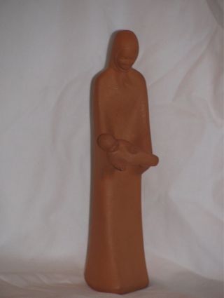 The Virgin Mary & Baby Jesus Terra Cotta Figurine Statue  photo