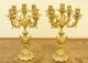 French Antique Pair Of Gilt Solid Bronze Candelabras 5 Arms 19th Metalware photo 3
