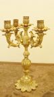 French Antique Pair Of Gilt Solid Bronze Candelabras 5 Arms 19th Metalware photo 5