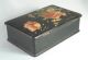 Antique Hand Carved And Painted Wood Jewelry Box Floral Design 1800s Boxes photo 2