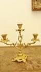 French Antique Pair Of Gilt Bronze Candelabras 3 Arms 19th Metalware photo 4
