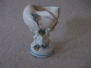 Rare Nautilus Antique Shell On Coral Porcelain Vase Blue/cream photo