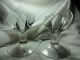 Pair Of Antique Calla Lilly Crystal Glass Candle Holders Handmade Est 1940 ' S Vases photo 5