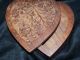 Vtg Handmade Carved Heart Box Ye Olde Wood Shoppe Waterloo Ny Floral Primitive Boxes photo 1