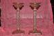 2 Vintage Candlestick Holders Ornate Glass Victorian Candle Holders photo 1