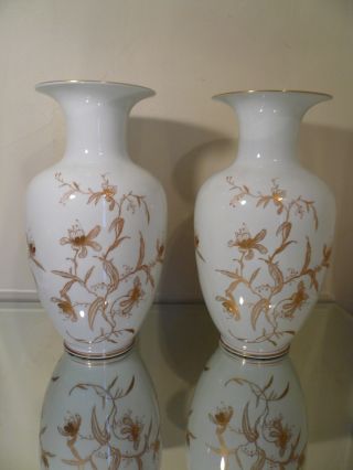 Pair Vintage Reichenbach Vases 22 K Gilded Porcelain 14 Inches High photo