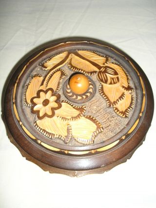 Collectable Vintage Hand Crafted And Carved Wooden Bowl. photo