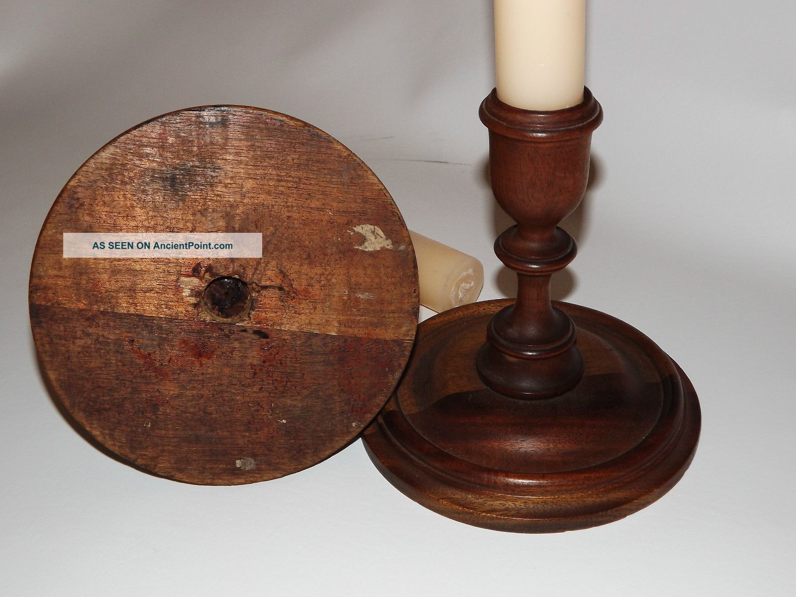 Walnut Wooden Candlesticks (pair) Vintage Other photo