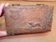 Arts & Crafts Hand Carved Wood Trinket - Hanky - Jewelry Box,  Shield & Rabbit Scene Boxes photo 1