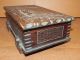 Arts & Crafts Hand Carved Wood Trinket - Hanky - Jewelry Box,  Shield & Rabbit Scene Boxes photo 3
