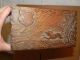 Arts & Crafts Hand Carved Wood Trinket - Hanky - Jewelry Box,  Shield & Rabbit Scene Boxes photo 7