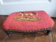 Rare 19thc Antique French Handmade Needle Point Foot Stool W Horse In Needlework Other photo 1