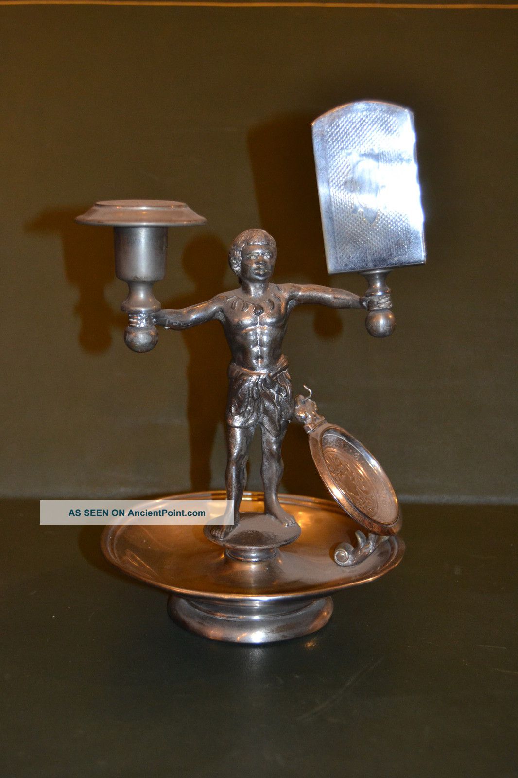 Rare Pewter Blackmore Candlestick And Watch Support Metalware photo