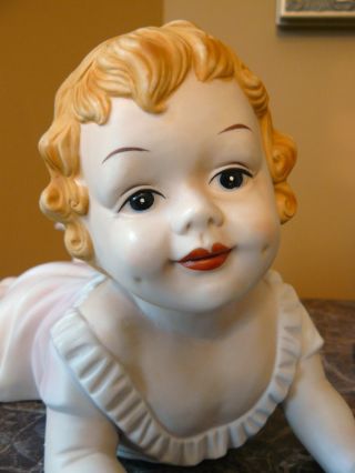 Adorable Vintage Piano Baby (girl) Porcelain.  Large Size.  German Made? photo