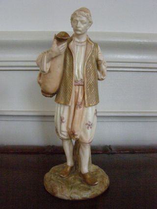 Royal Worcester Figurine Of A Man Carrying Large Pitcher Dated 1894 photo