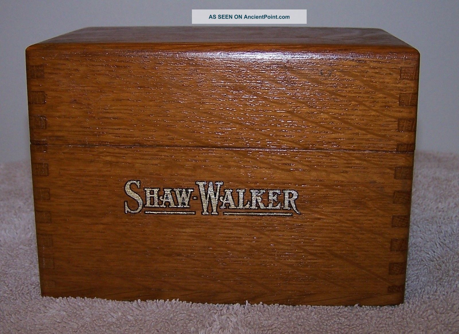 Antique Shaw Walker Oak File Index Recipe Wood Dovetailed Box Boxes photo