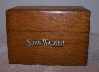 Antique Shaw Walker Oak File Index Recipe Wood Dovetailed Box photo