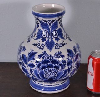 Antique Porceleyne Fles Delft Vase Royal Delft Tin Glazed Faience photo