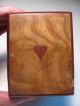 Antique Gaming Marker/token Box Red Heart - Shaped Inlay Wood Veneer Whist Game Boxes photo 2