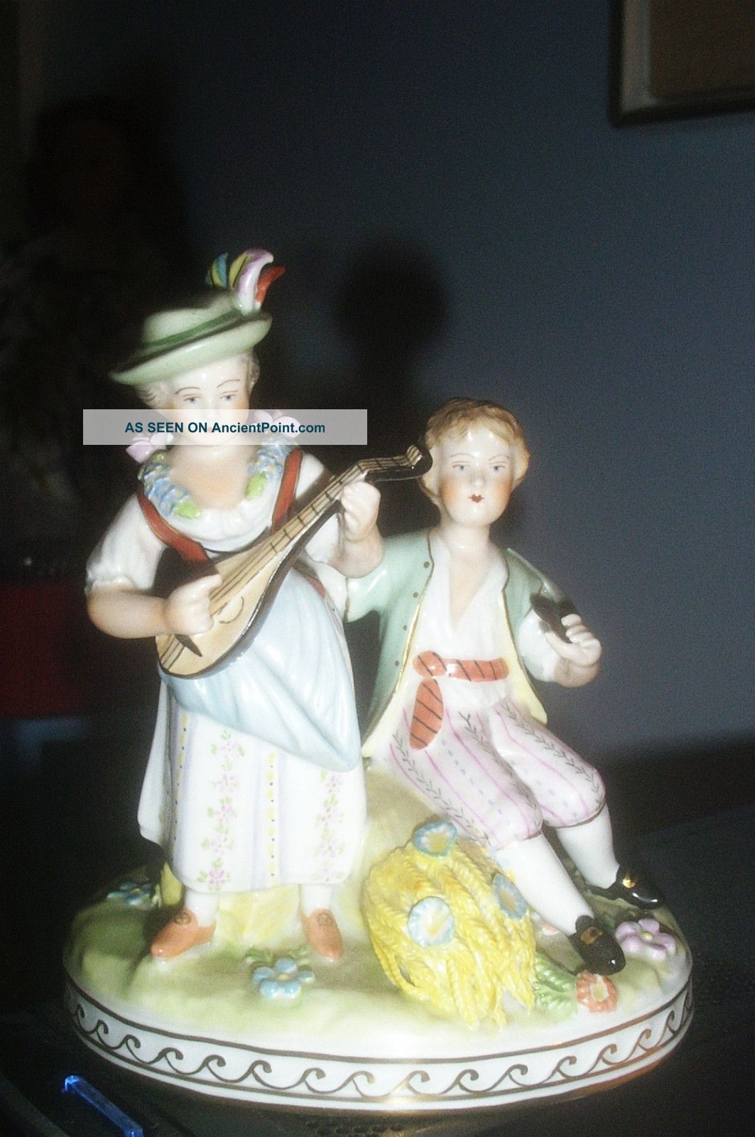 Antique German Dresden C.  Thieme Porcelain Figurine Boy & Girl Great Details Figurines photo