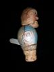 Vintage Animated Mechanical Hand Made Carved Painted Wood Man Head Stopper Cork Carved Figures photo 2