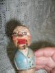 Vintage Animated Mechanical Hand Made Carved Painted Wood Man Head Stopper Cork Carved Figures photo 6