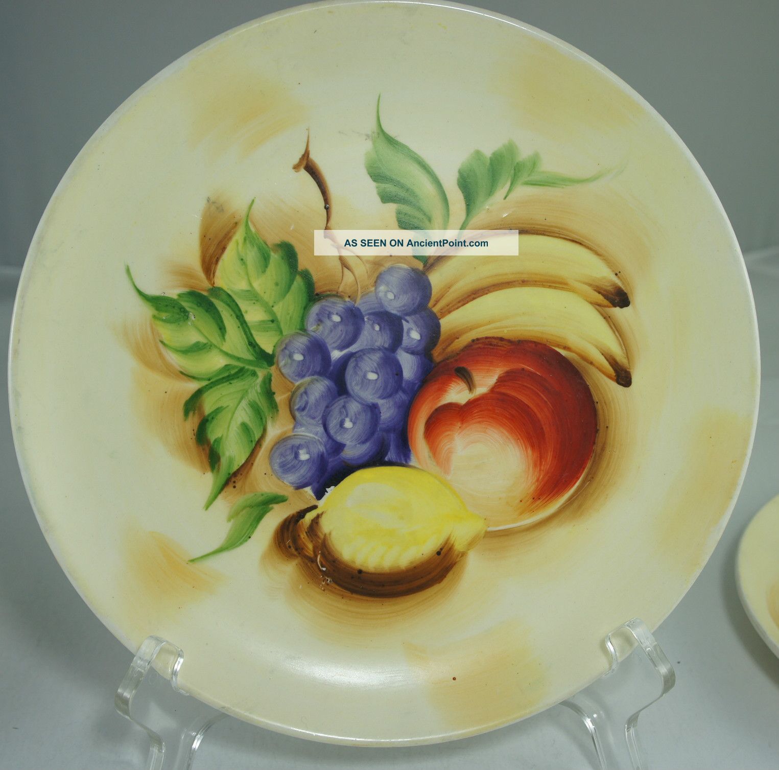 Vintage Hand Painted Fruits Leaves Grapes Plate Plates & Chargers photo