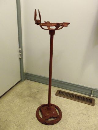 Antique Cast Iron Ash Tray Holder With Pack Holder photo