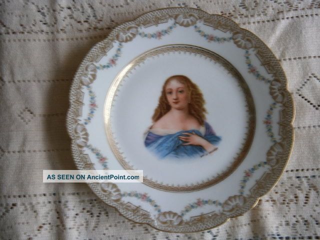 Antique Melle La Valliere Young Lady Porcelain Portrait Cabinet Plate Stunning Plates & Chargers photo