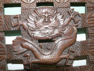 Fine & Unusual 19thc Chinese Carved Panel With 3 Toed Dragon photo