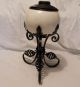 Antique Wrought Iron Rochester Style Banquet Oil Kerosene Lamp With Ceramic Lamps photo 1