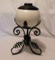 Antique Wrought Iron Rochester Style Banquet Oil Kerosene Lamp With Ceramic Lamps photo 2